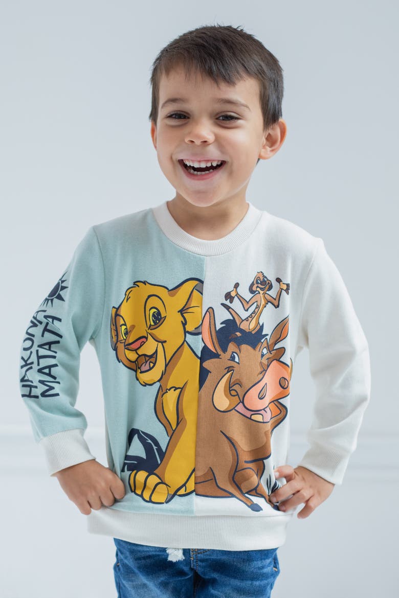 Lion King Fleece Sweatshirt, Alternate, color, Simba Pumbaa Green