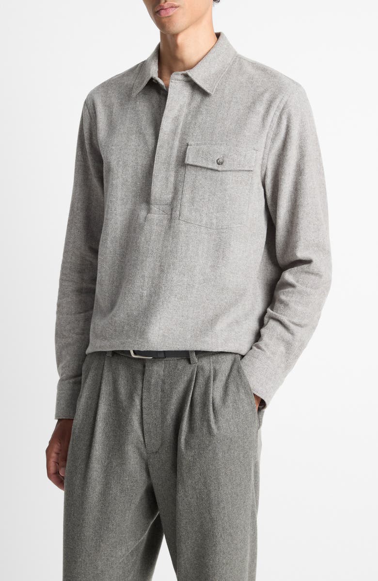 Vince Herringbone Popover Shirt, Alternate, color, Heather Fog