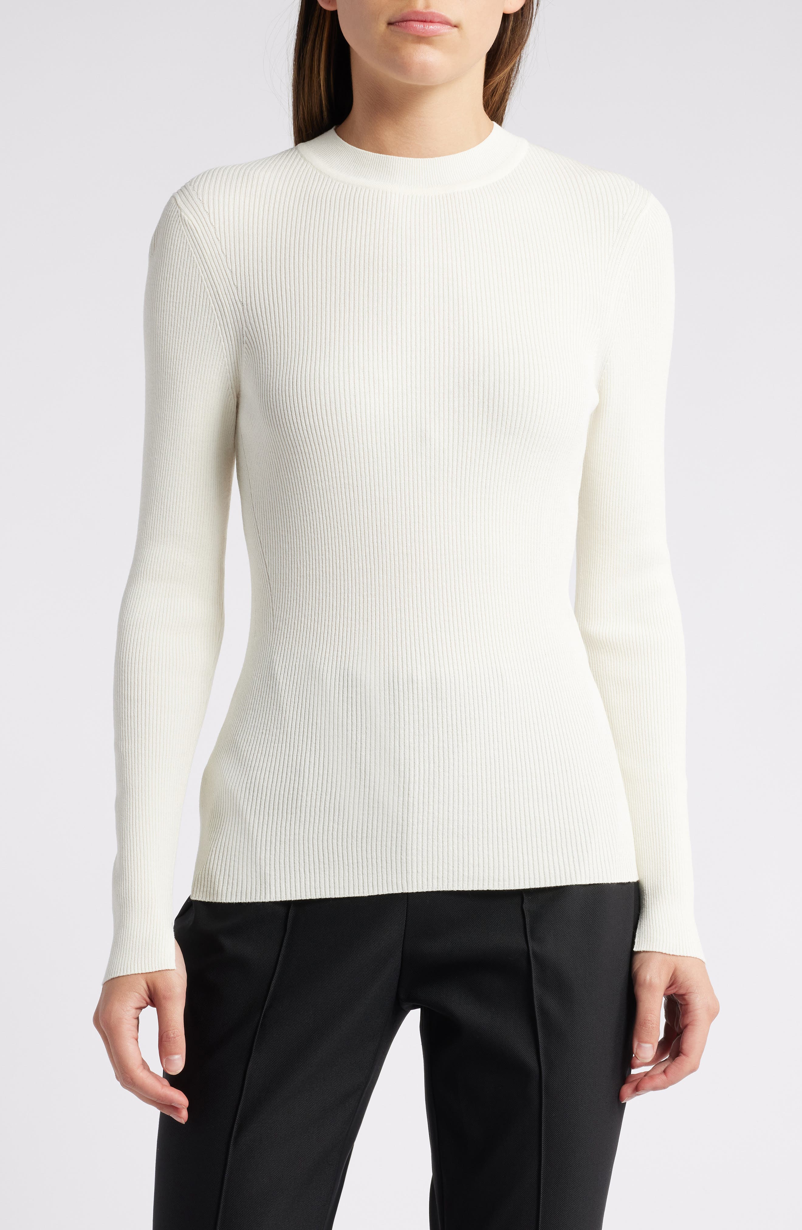 BOSS Feskiera Rib Mock Neck Sweater