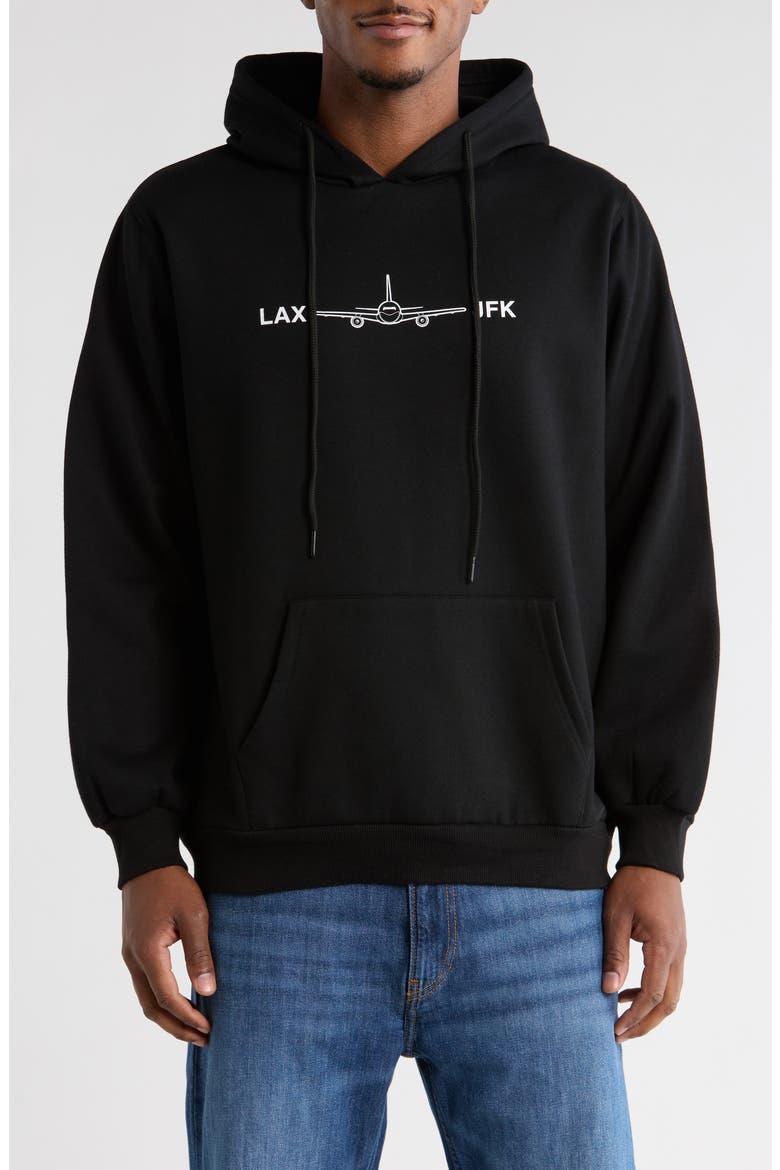 LAX to JFK Hoodie, Main, color, BLACK