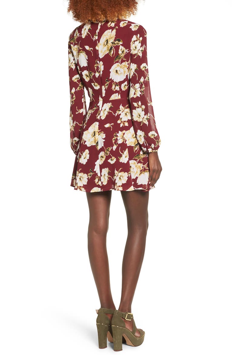 Meadow Skater Dress, Alternate, color, WINE FLORAL
