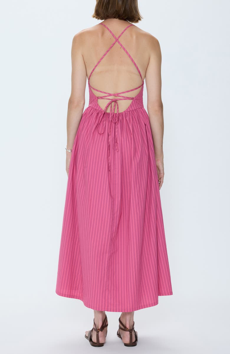 Pistola Sadee Stripe Crossback Midi Dress, Alternate, color, Magenta Stripe