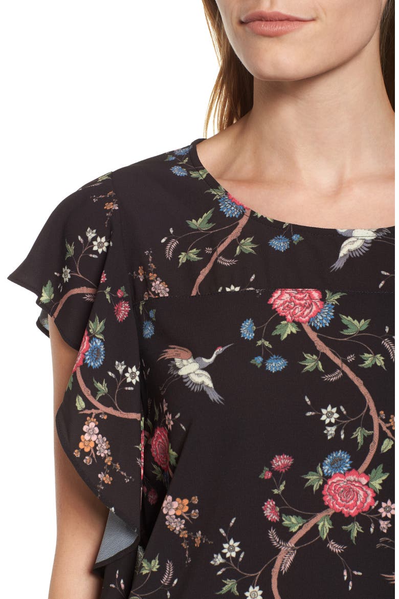 Ruffle Top, Alternate, color, BLACK MULTICOLOR FLORAL