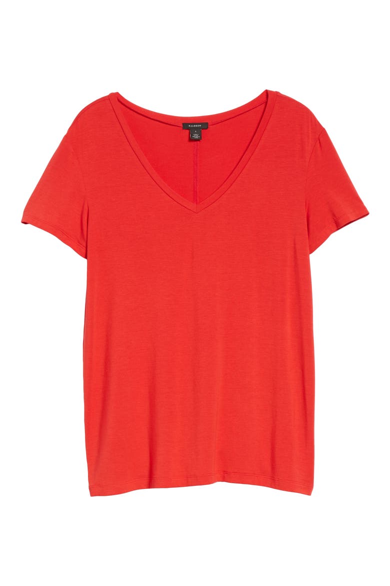 Modal Jersey V-Neck Tee, Alternate, color, RED CHINOISE