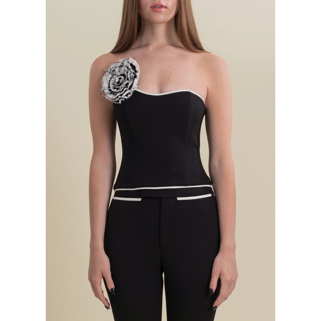 Contessa Mills Helix Form-fitting Stretch Wool Top In Black
