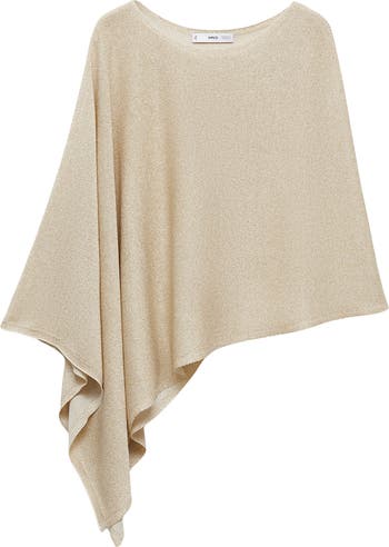 MANGO Metallic Asymmetric Knit Cape | Nordstrom