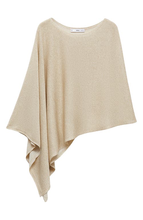 Mango Metallic Asymmetric Knit Cape In Gold