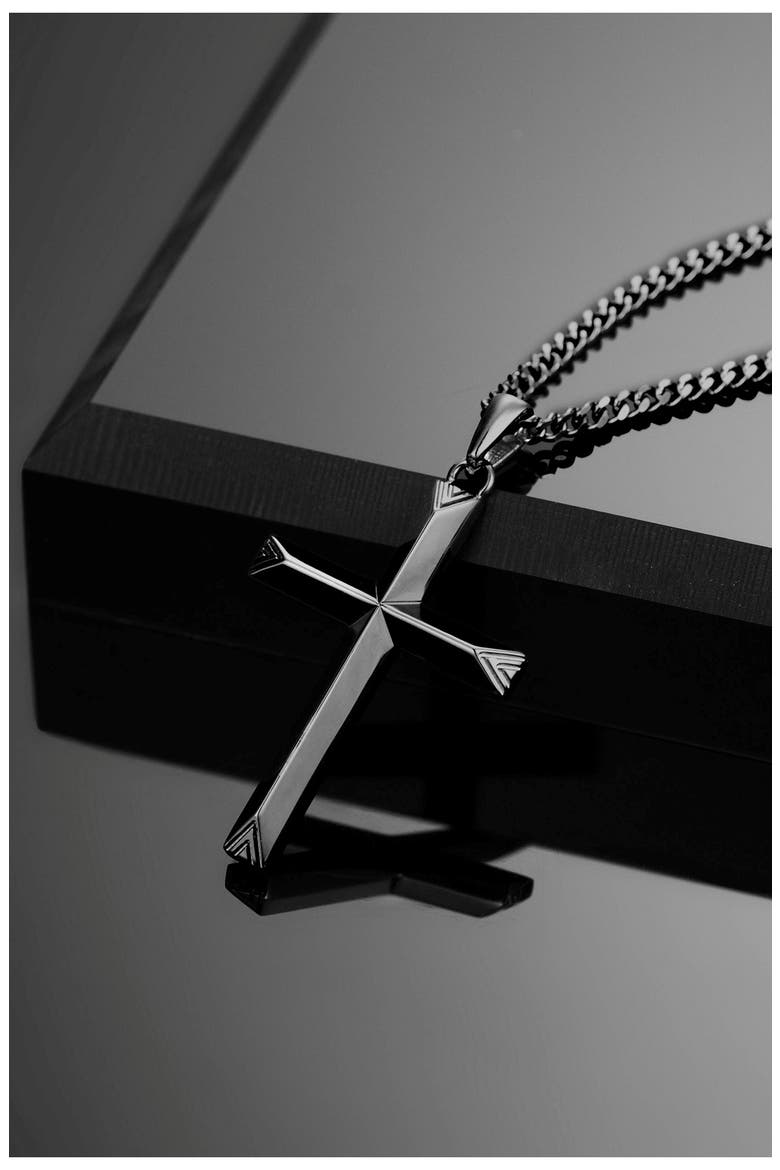 Cross Pendant Necklace, Alternate, color, BLACK
