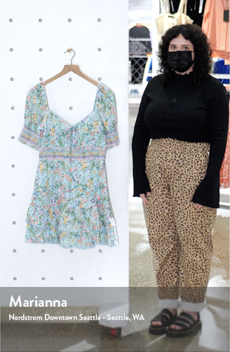 Crawford Floral Sweetheart Puff Sleeve Minidress, sales video thumbnail