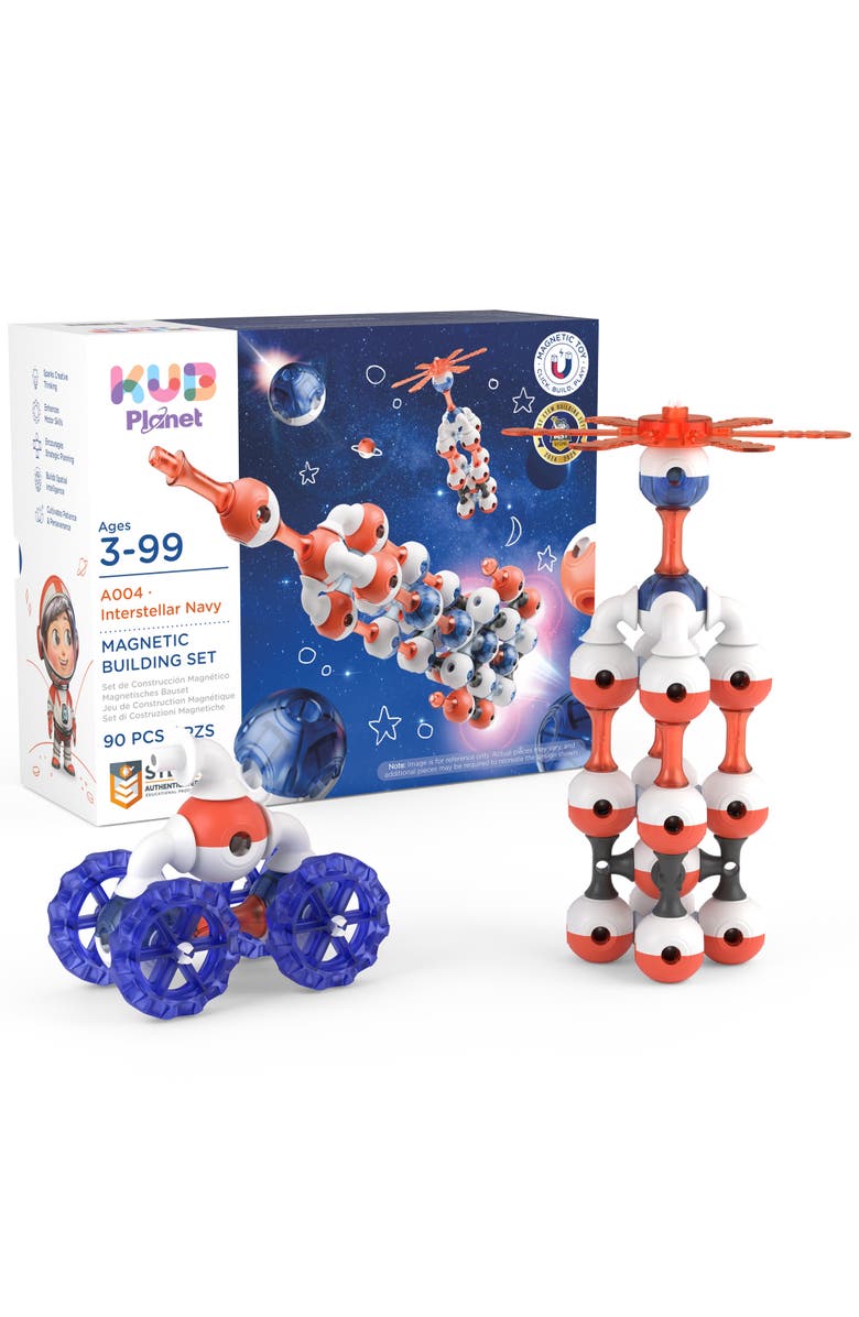 KUB Planet Magnetic Building Set Magnetic Blocks Set 90 Piece Stem Toy for Kids, Main, color, Multicolored
