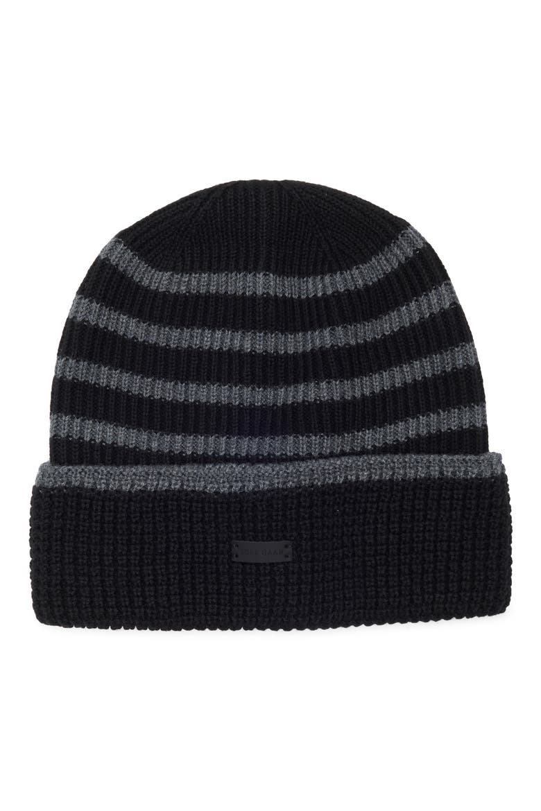 Heritage Stripe Cuff Beanie, Main, color, CAVIAR