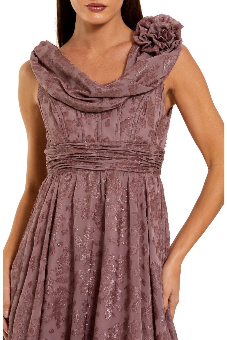 Burnout Chiffon Sleeveless Cowl Neck Midi Dress, Alternate, color, Mauve