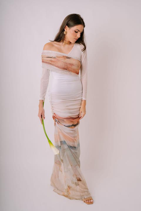 Bajareque One-Shoulder Mesh Dress