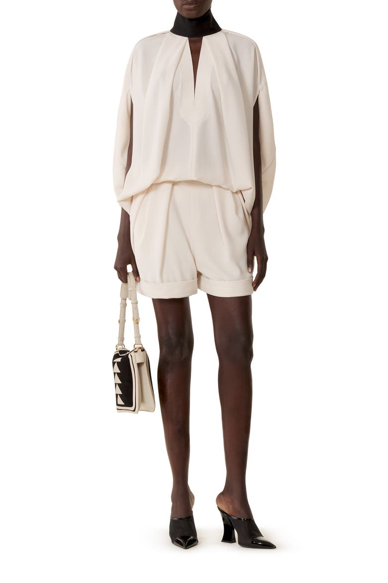 Knotted Loose-Fit Crepe Top, Main, color, Beige