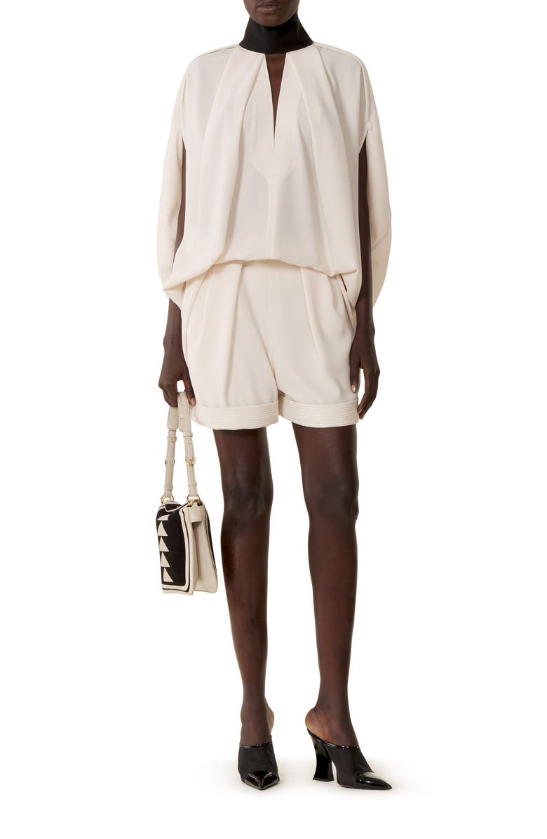 Lanvin Knotted Loose-Fit Crepe Top, Alternate, color, Beige