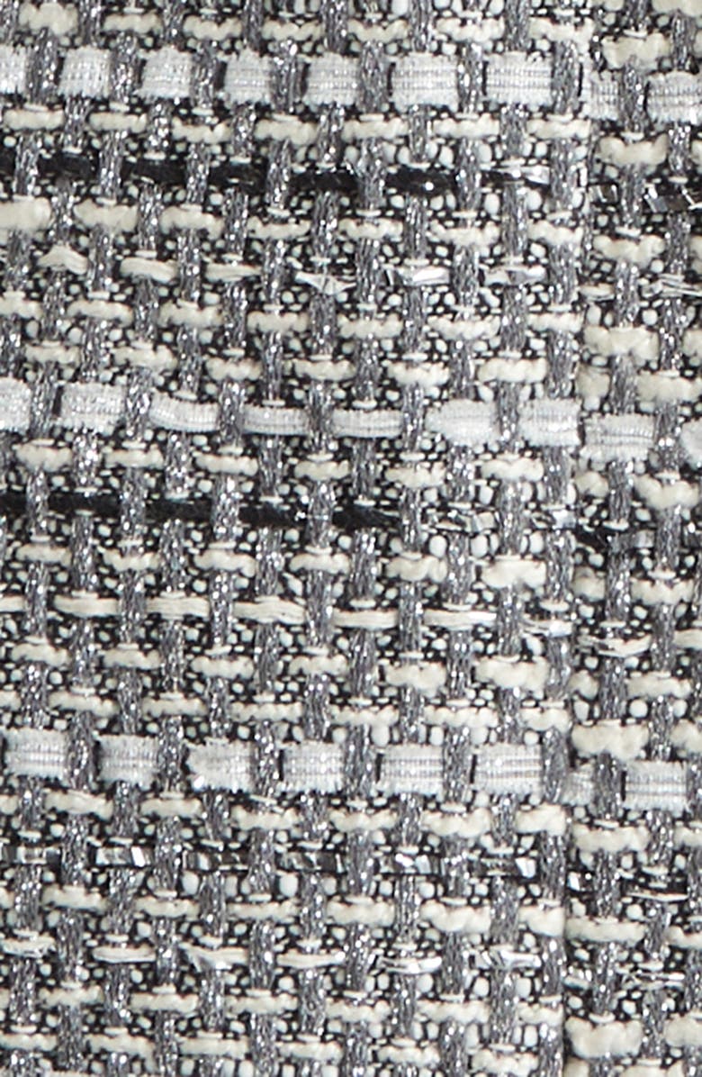 Veronica Beard Odele Rhinestone Detail Cotton Blend Tweed Dress, Alternate, color, Silver