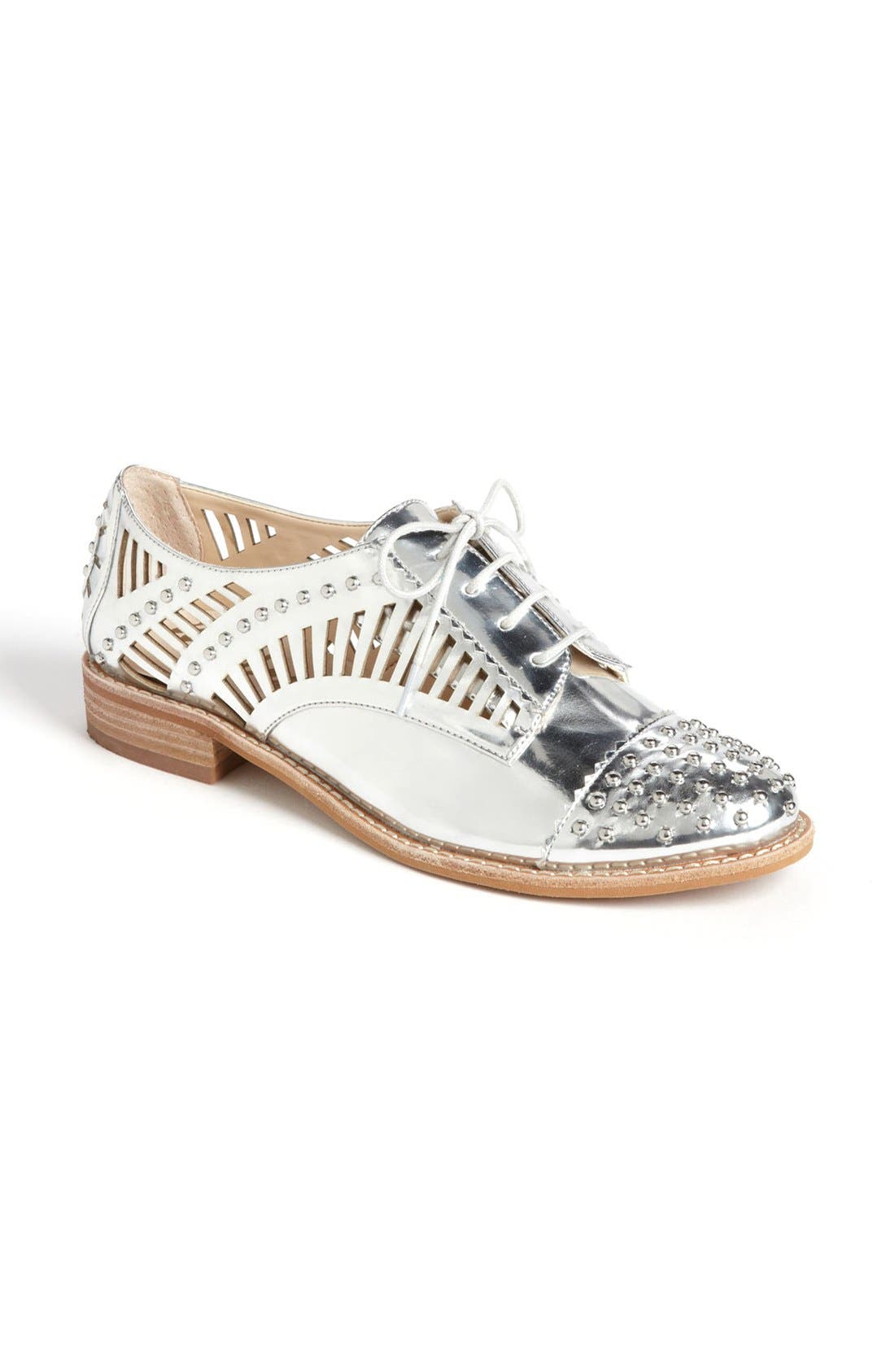 'Jayden' Oxford, Main, color, SILVER LIQUID METALLIC LEATHER