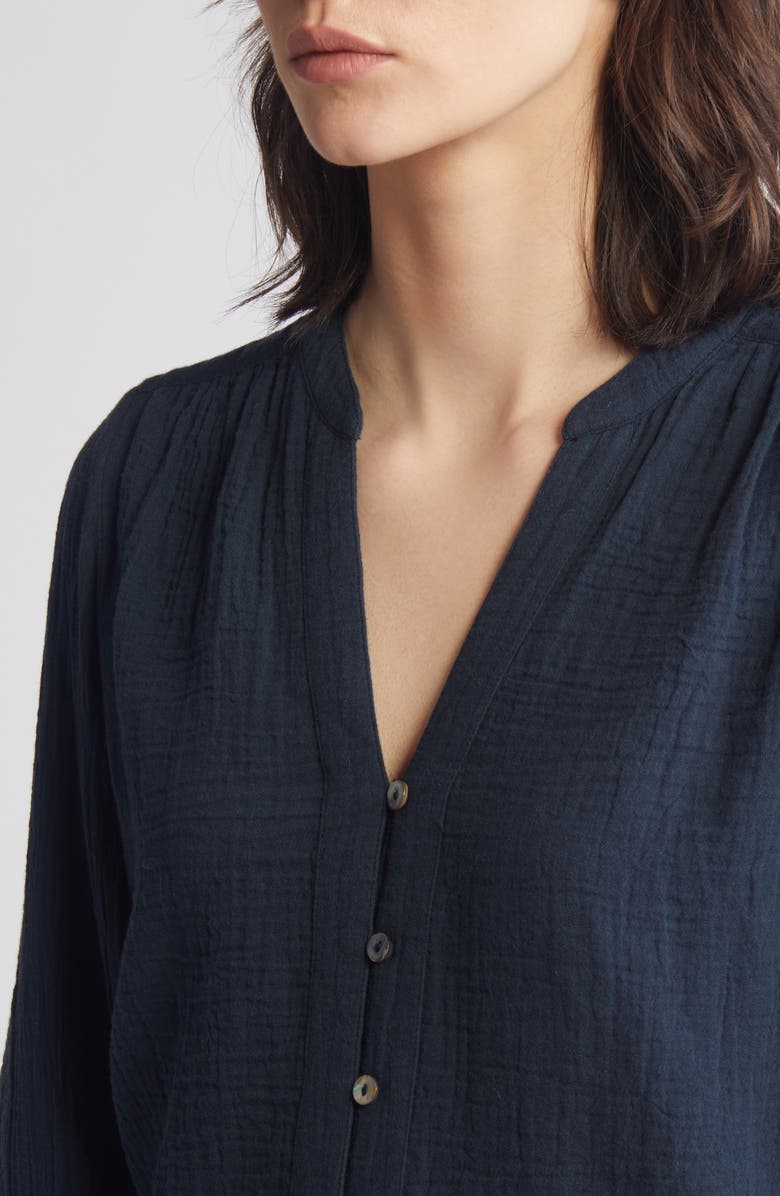 Faherty Finley Long Sleeve Organic Cotton Double Weave Top, Alternate, color, Navy