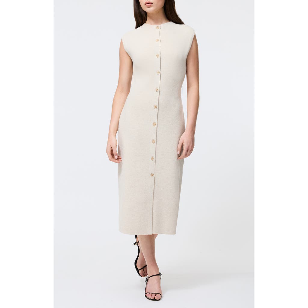 French Connection Marley Knit Button Front Dress In White