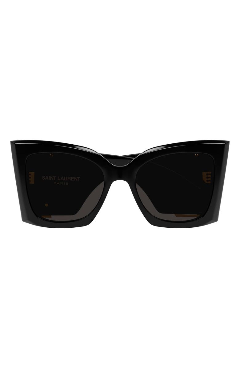 Saint Laurent Blaze 54mm Cat Eye Sunglasses, Main, color, Black