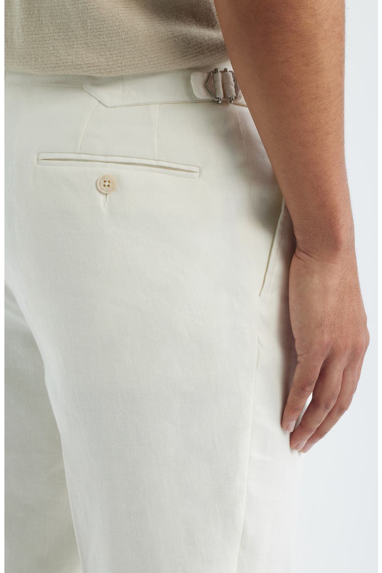 Parma Pleated Linen & Cotton Stretch Twill Dress Pants, Alternate, color, ECRU