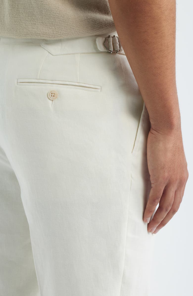 Jack Victor Parma Pleated Linen & Cotton Stretch Twill Dress Pants, Alternate, color, Ecru