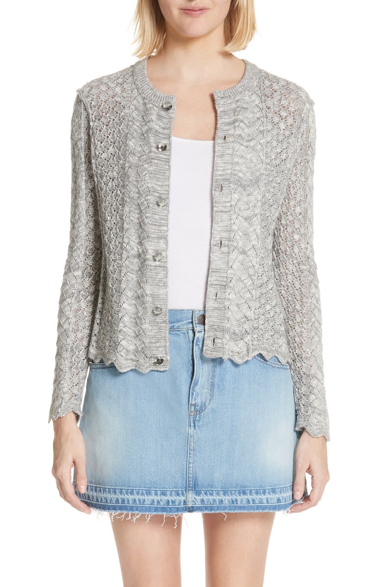 Marc Jacobs Scallop Edge Cashmere & Wool Blend Cardigan, Main, color, 