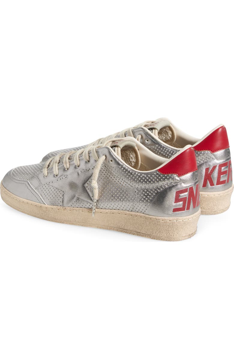 Golden Goose Ball Star Perforated Low Top Sneaker, Alternate, color, Silver/ Red