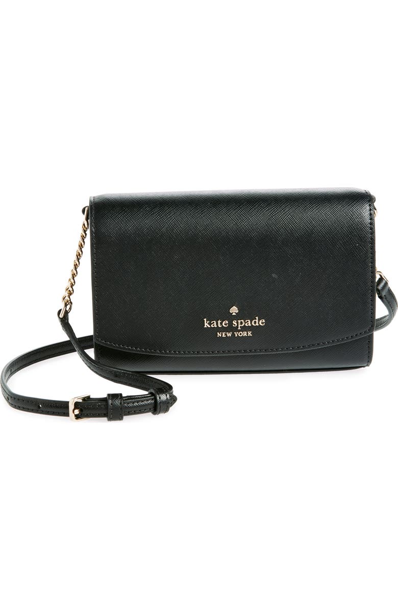 Kate Spade New York small flap crossbody bag, Main, color, Black