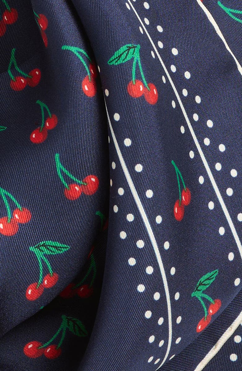 Valentino Garavani Cherryfic Silk Square Scarf, Alternate, color, Blu/ Rosso/ Verde/ Bianco