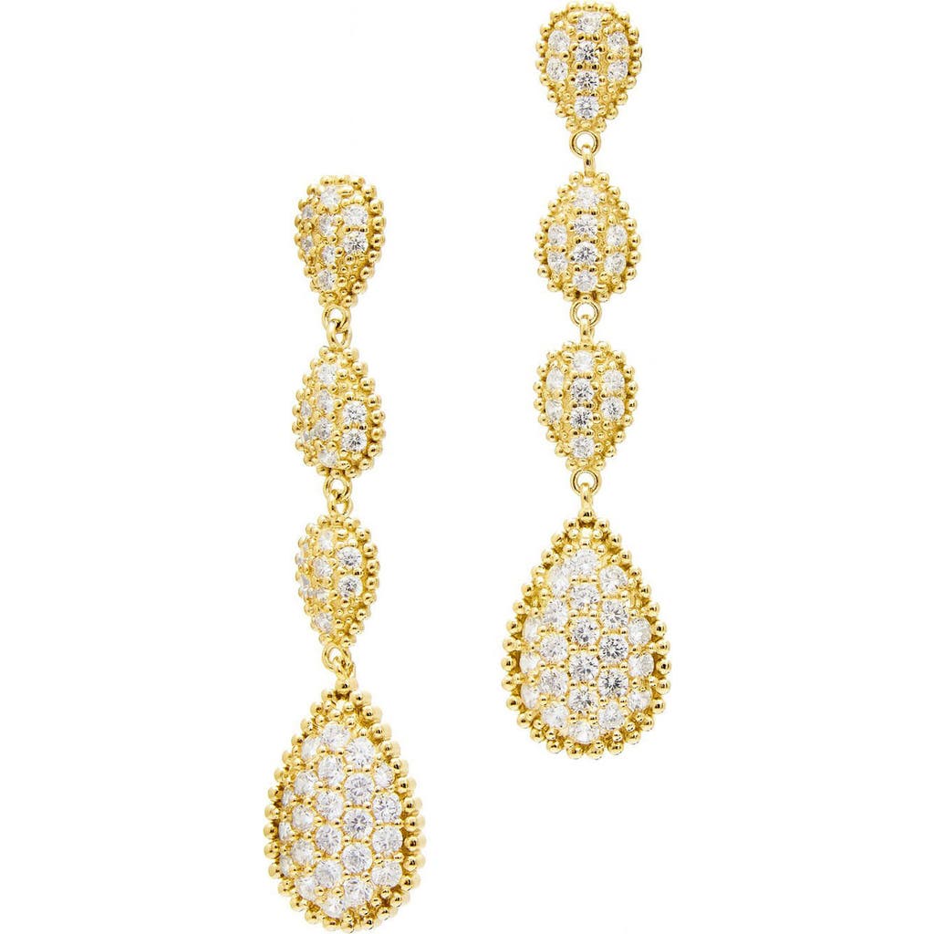 Savvy Cie Jewels Cubic Zirconia Teardrop Linear Earrings In Gold