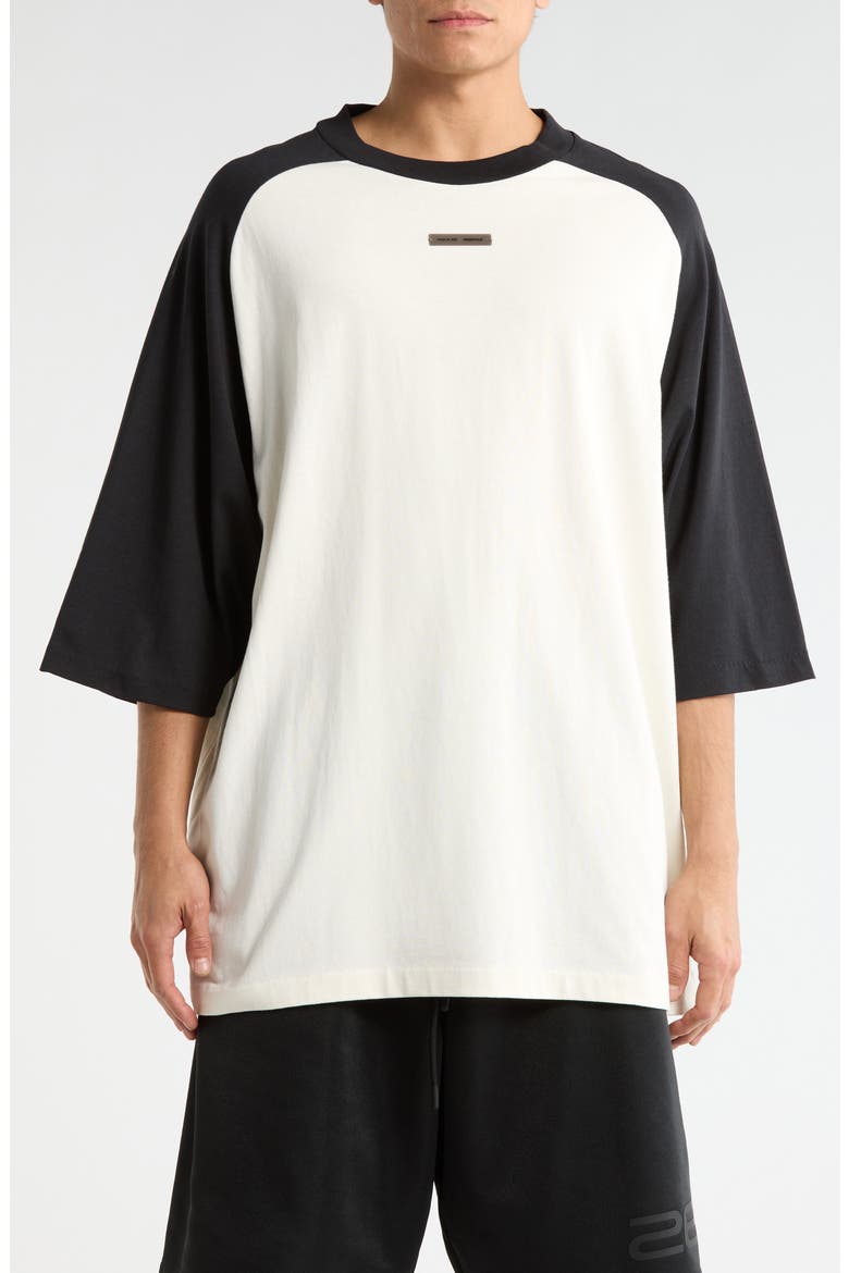 Cotton Baseball T-Shirt, Main, color, IVORY BODY / BLACK