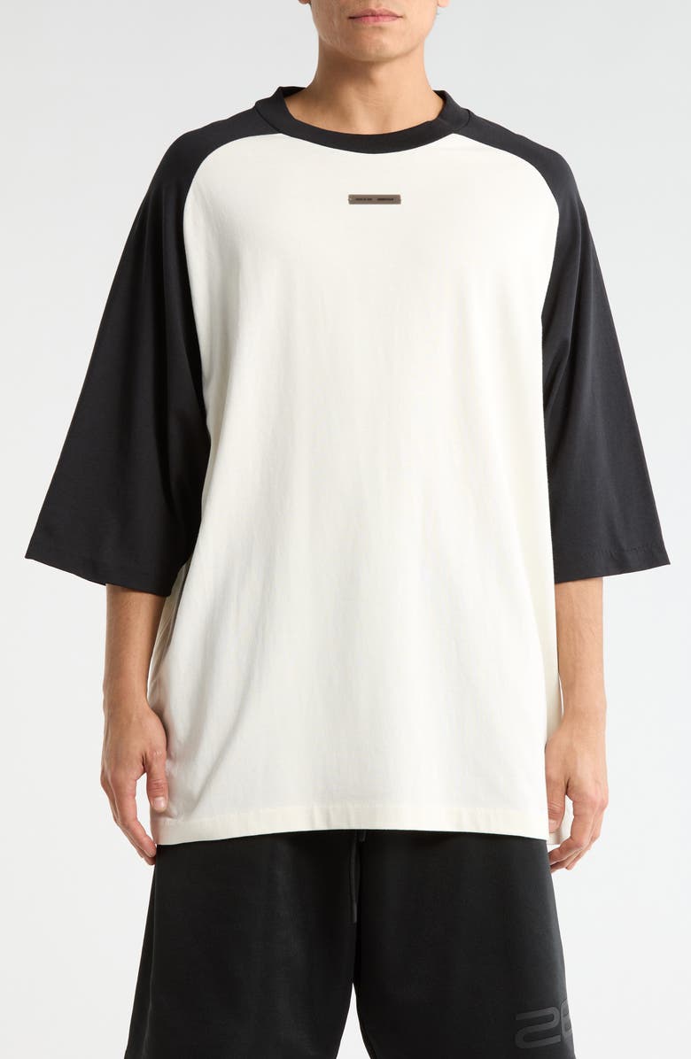 Fear of God Essentials Cotton Baseball T-Shirt, Main, color, Ivory Body / Black