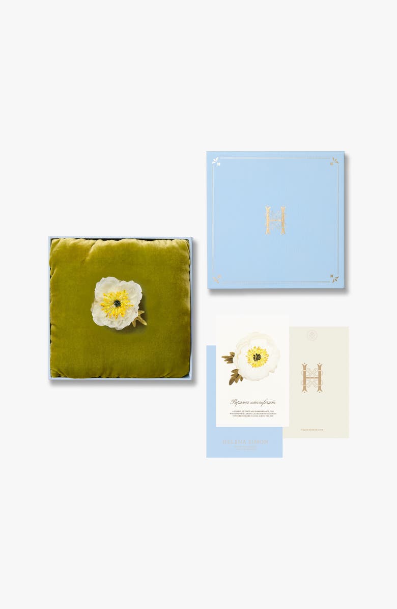 Helena Simon The White Poppy Floral Brooch, Alternate, color, White