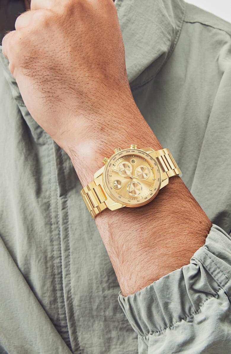 Movado Bold Verso Chronograph Bracelet Watch, 44mm, Alternate, color, Gold