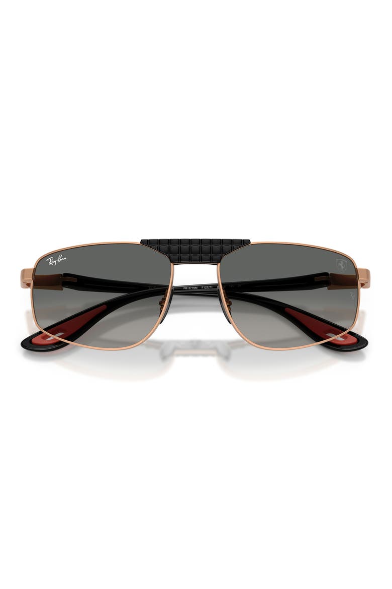 58mm Ferrari Gradient Irregular Sunglasses, Alternate, color, MATTE ROSE GOLD / GREY