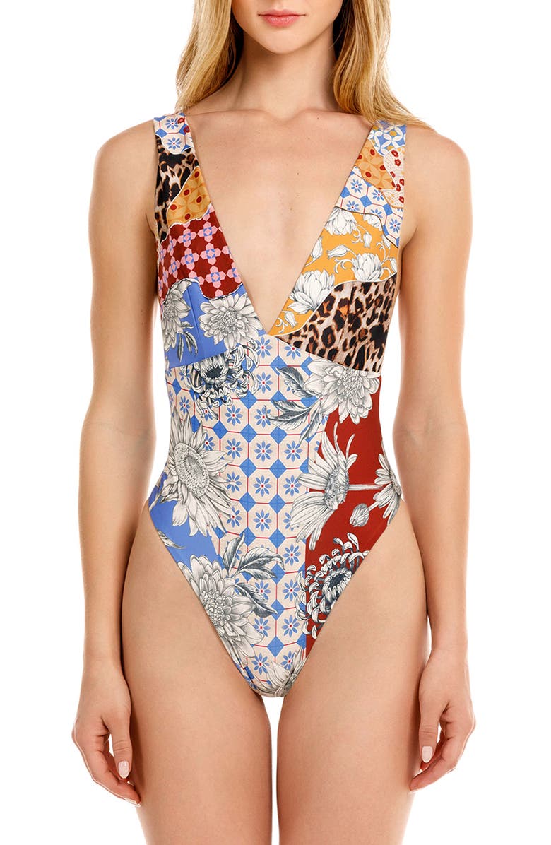 Agua Bendita Tulipa One-Piece Swimsuit, Main, color, Blue