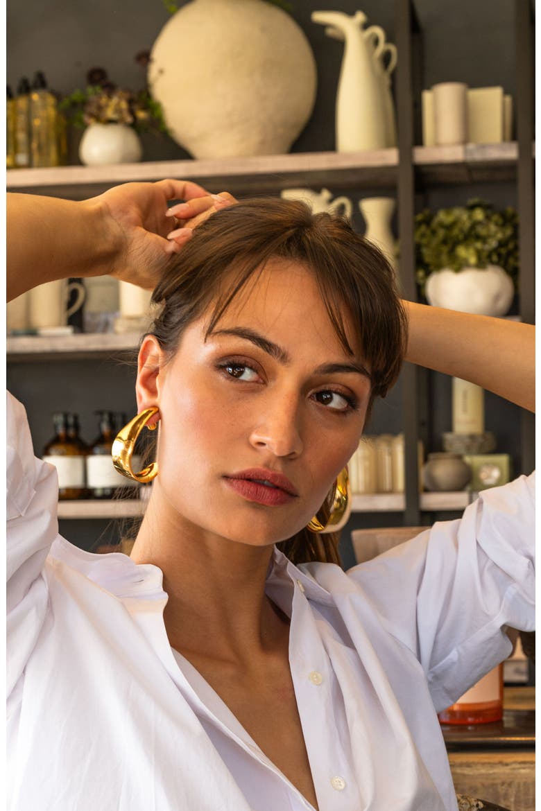 Petal Hoop Earrings, Alternate, color, 14K GOLD