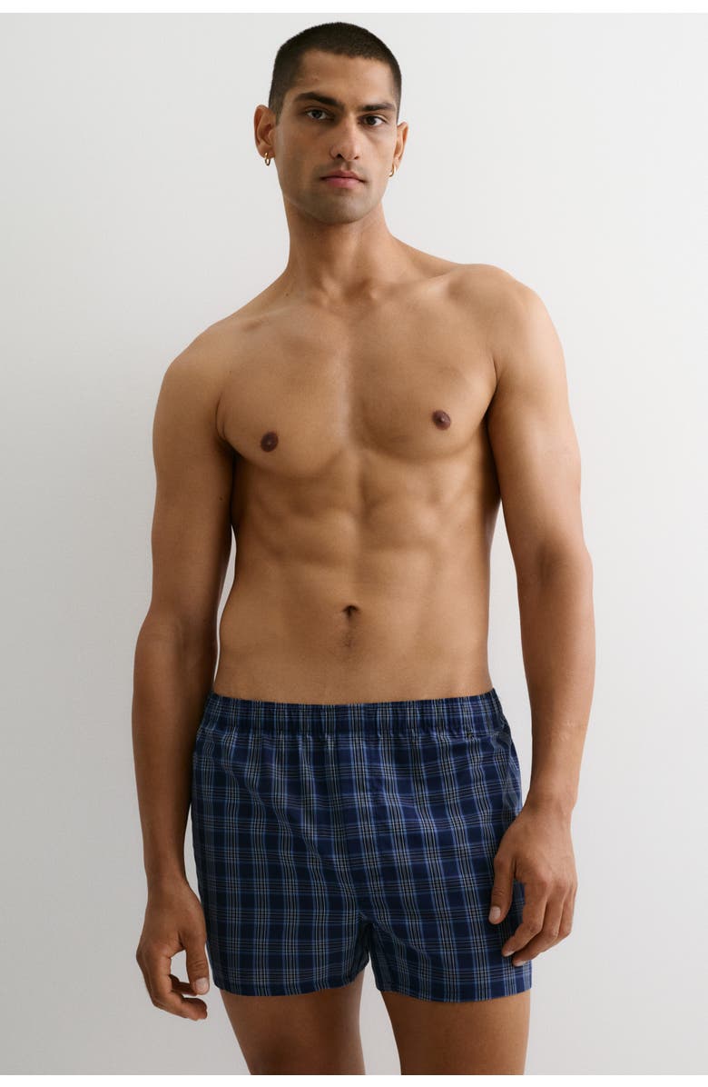H&M 4-pack Woven Boxer Shorts, Alternate, color, Dark Blue/Checked