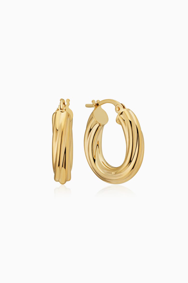 18K Yellow Gold With A Twist Midi Hoops, Main, color, Yellow Gold