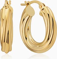 Oradina 18K Yellow Gold With A Twist Midi Hoops