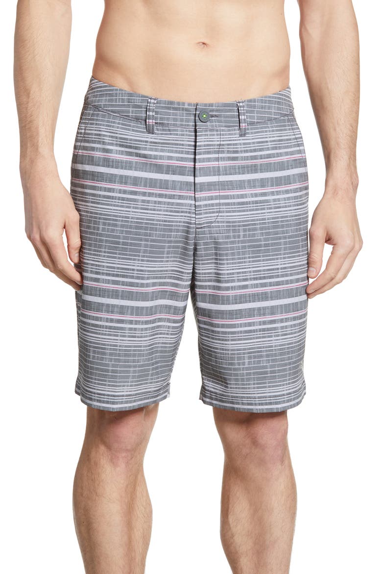 Cayman Sarzana Stripe Hybrid Board Shorts, Alternate, color, BLACK