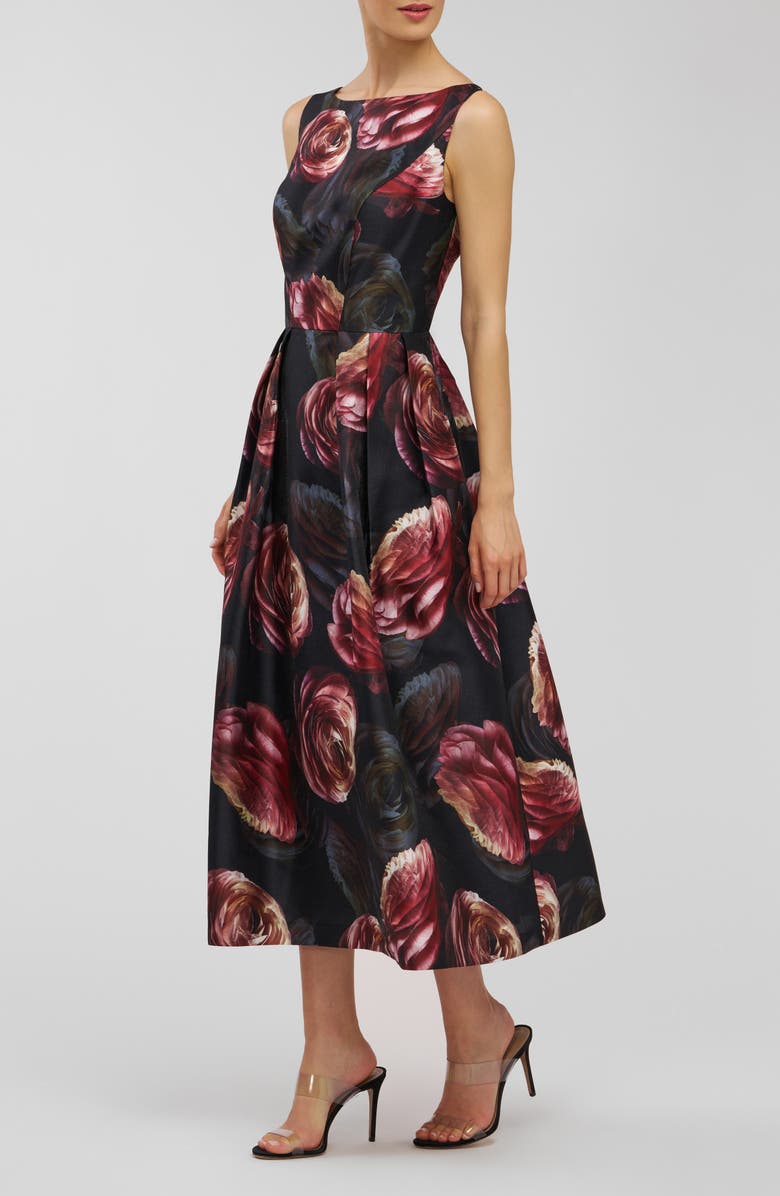 Kay Unger Elsa Jacquard Fit & Flare Dress, Alternate, color, Primrose/ Onyx