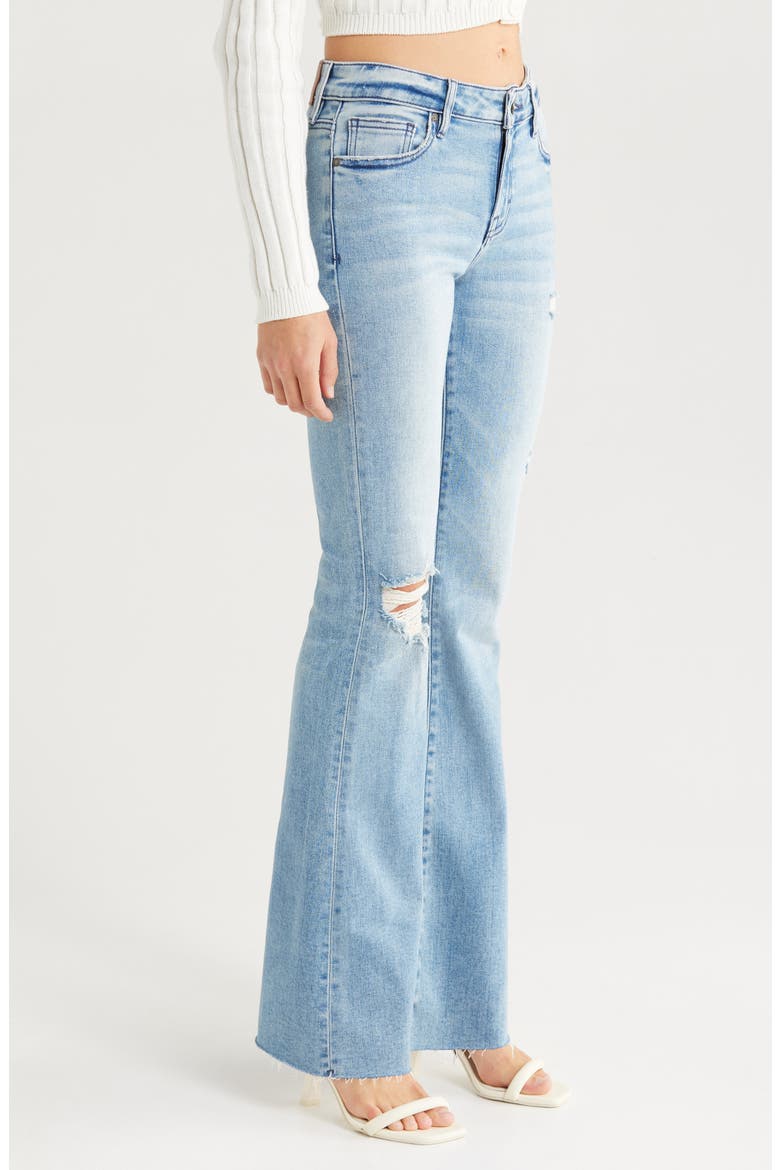 Ripped Mid Rise Flare Jeans, Alternate, color, LIGHT WASH