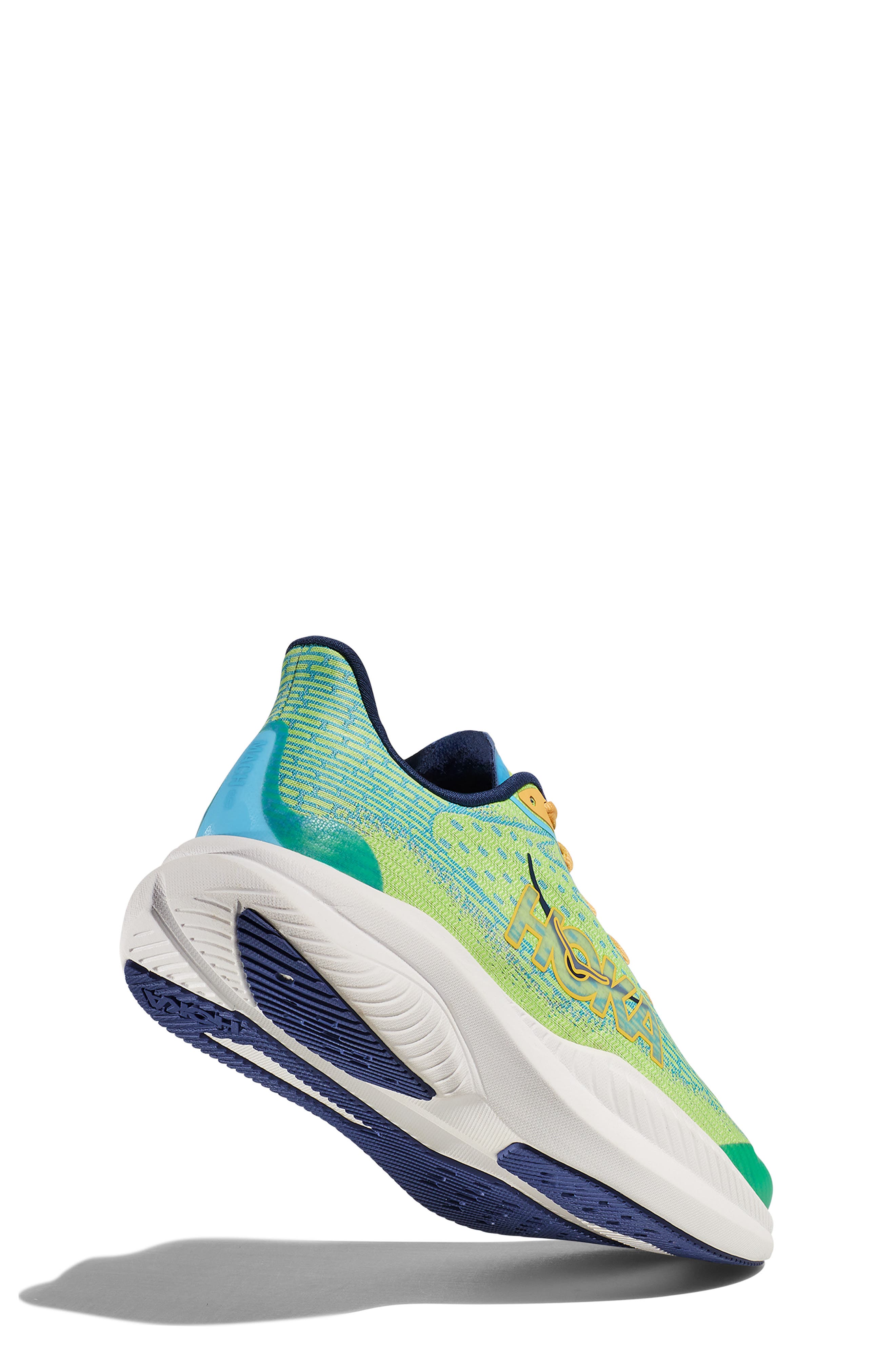 HOKA Kids' Mach 6 Running Shoe, Alternate, color, Lettuce / Bellwether Blue