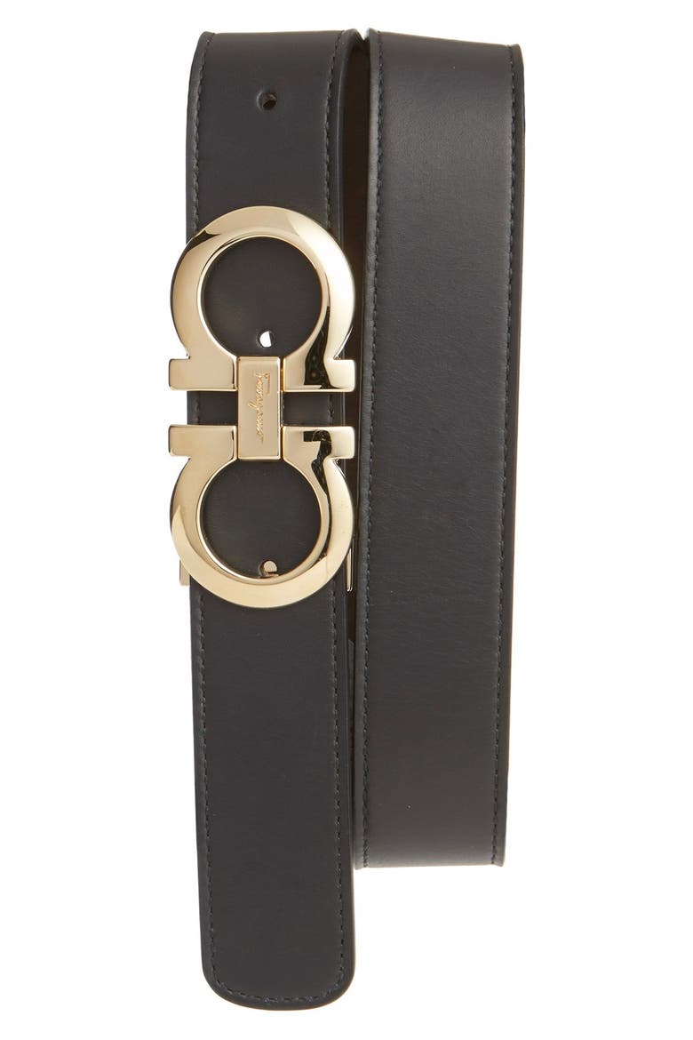 Reversible Leather Belt, Main, color, NERO
