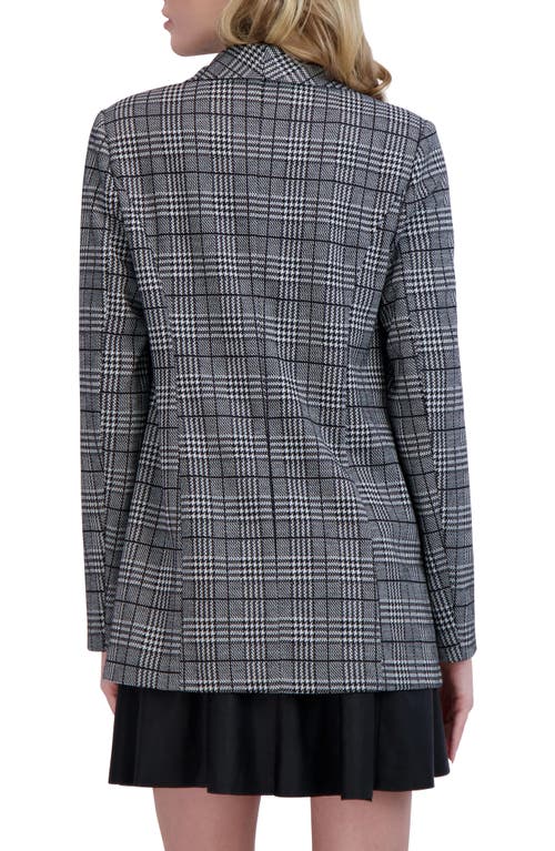 Ookie & Lala Plaid Shawl Collar Blazer In Black/white