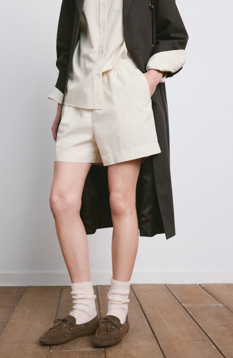 MANGO Pull-On Cotton Shorts, Alternate, color, Ecru