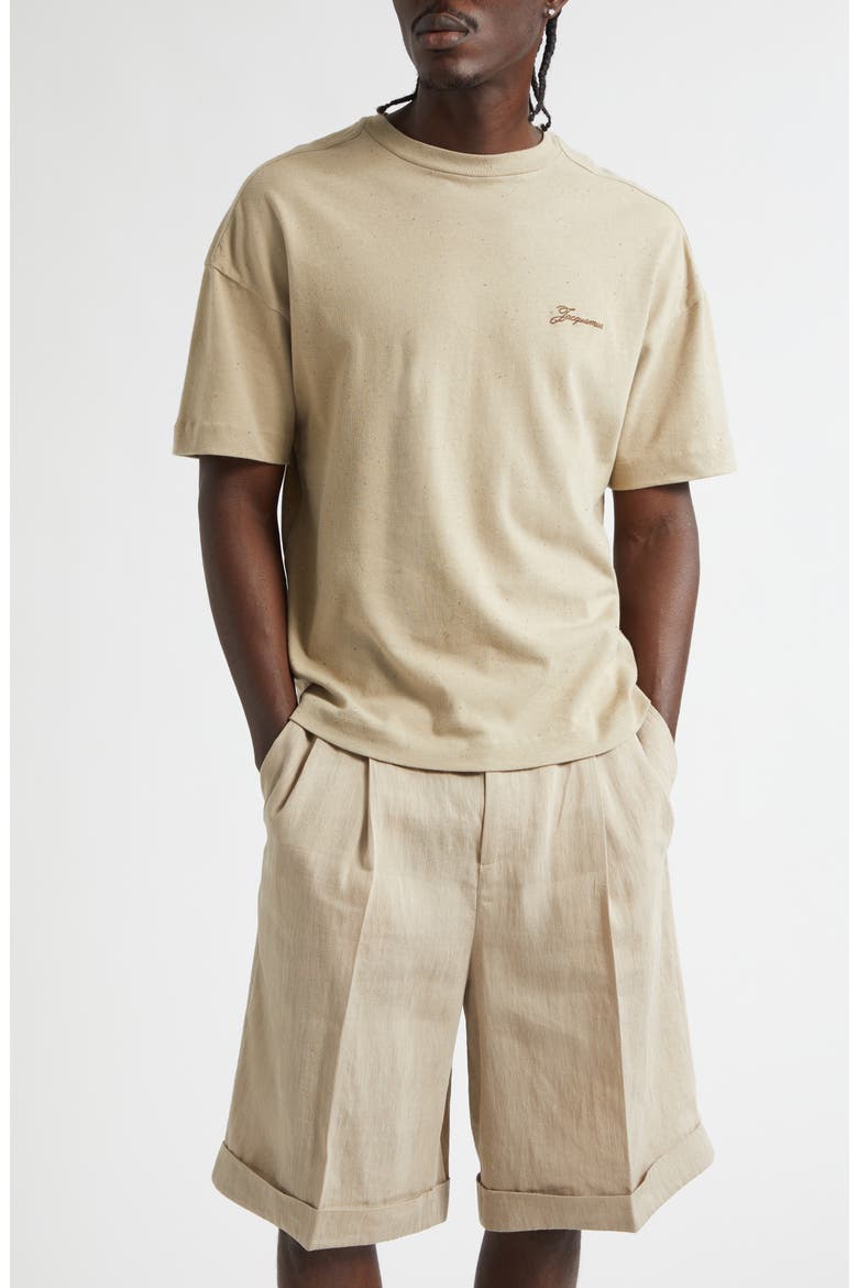 Le Brodero Logo Embroidered T-Shirt, Main, color, BEIGE