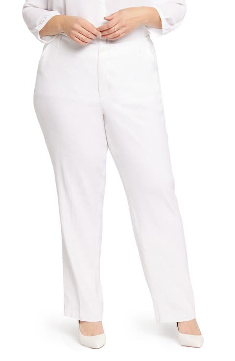 Marilyn Straight Leg Linen Blend Trousers (Plus Size)